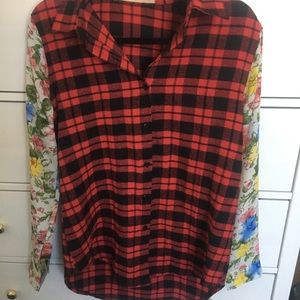 Red flowered flannel